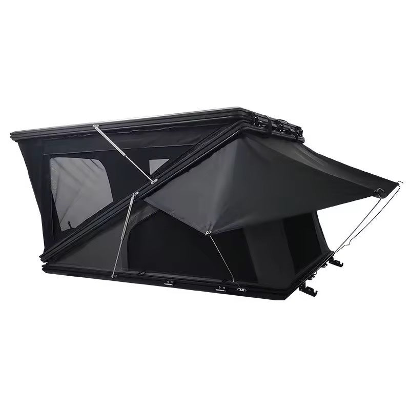 TrailNest black Z-frame automatic rooftop tent open on a white background