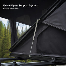 Z-frame rooftop tent automatic quick-open support system