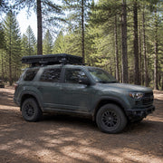 TrailNest Wedge 132 rooftop tent fully closed in its low-profile travel configuration