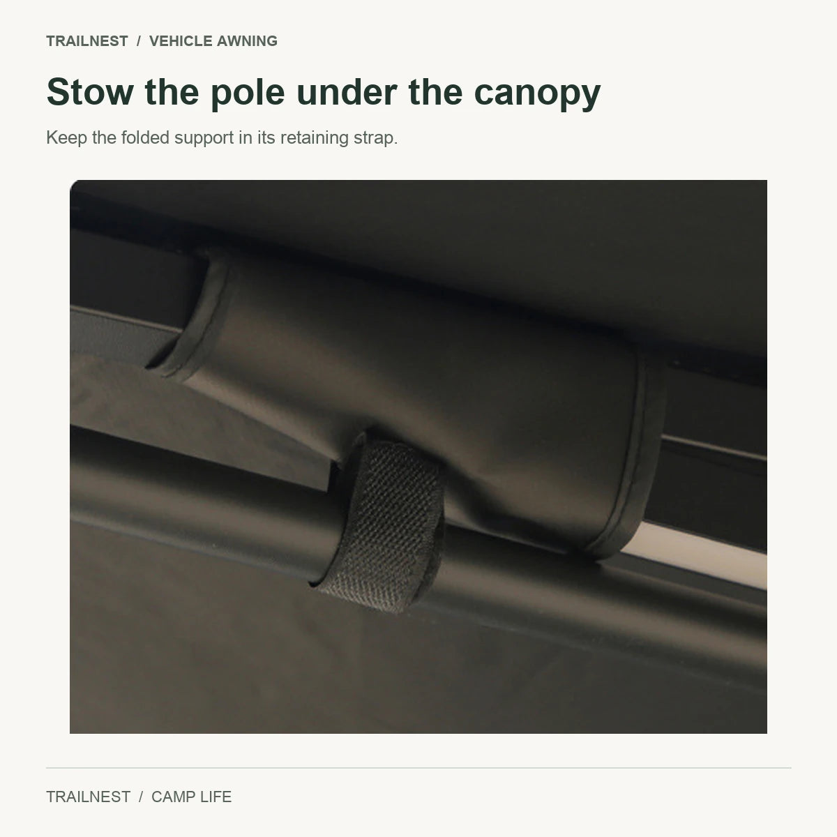 Stow the pole under the canopy - vehicle-mounted fan awning shown in supplier source photo