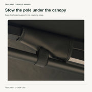 Stow the pole under the canopy - vehicle-mounted fan awning shown in supplier source photo