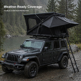 Double-layer weather-ready coverage on the TrailNest Z-frame rooftop tent