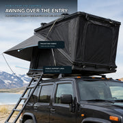 TrailNest Z-frame rooftop tent with projecting entry-side awning