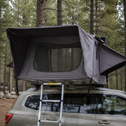 Close view of the TrailNest Panorama rooftop tent screened opening and ladder