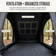 Interior sleeping and storage space inside the TrailNest Wedge 132 rooftop tent