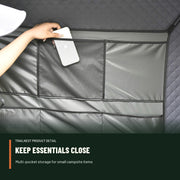 Multi-pocket interior organizer inside the TrailNest rooftop tent
