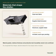 Supplier-listed fabric frame ladder and mattress materials for the TrailNest Panorama rooftop tent