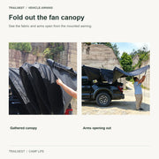 Fold out the fan canopy - source-photo detail of the vehicle fan awning
