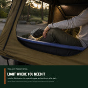 Interior light mounted inside the TrailNest rooftop tent for organizing gear after dark