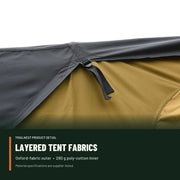 TrailNest rooftop tent with supplier-listed Oxford outer and 280 gram poly-cotton inner materials