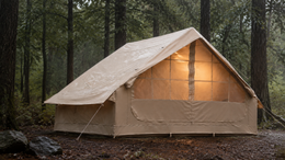 TrailNest inflatable cabin tent in light rain