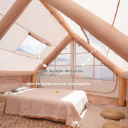 Interior skylight above a bed in TrailNest Four-Season Inflatable Cabin Tent