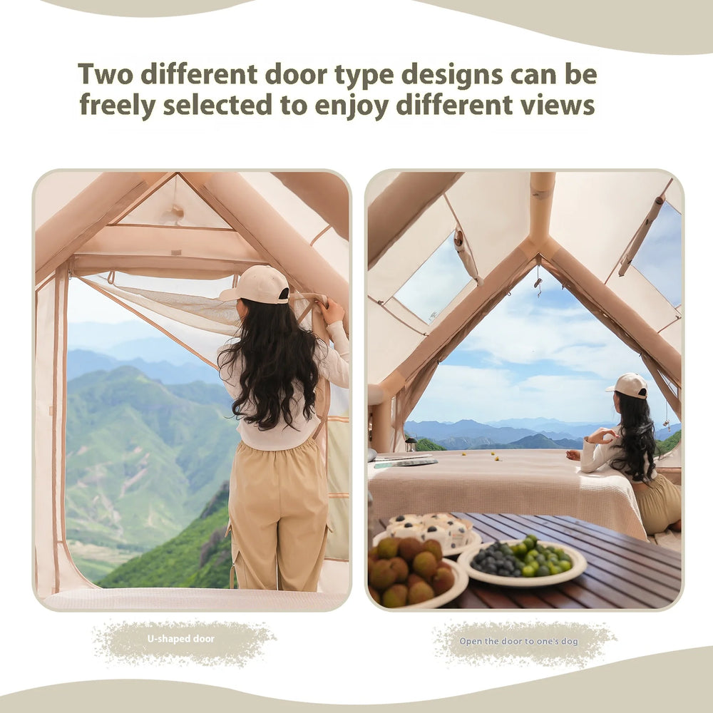 Two door options shown inside TrailNest Four-Season Inflatable Cabin Tent