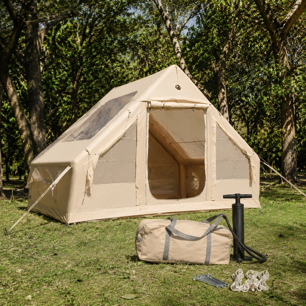TrailNest inflatable cabin tent quick pump setup detail