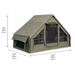 TrailNest olive inflatable cabin tent dimensions 118 by 83 by 79 inches