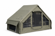 TrailNest olive green 6-person inflatable cabin tent on white background