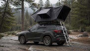 Panorama side-fold rooftop tent in an alpine setting